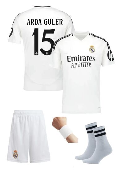 yenteks - REAL MADRİD ARDA GÜLER   ÇOCUK FUTBOL FORMA 4'lü Set FORMA+Şort+Çorap+Bileklik