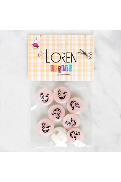 BirdoluSepet Loren Crafts 8-Pack Smiley Face Button - 1024