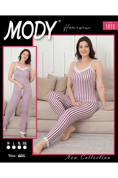 MODY Milan Soft Textured Rope Suspender Pajama Set