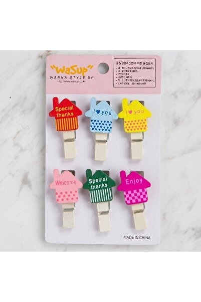 Marsilyan Loren Decorative Home Patterned Clothespin 6 Pcs