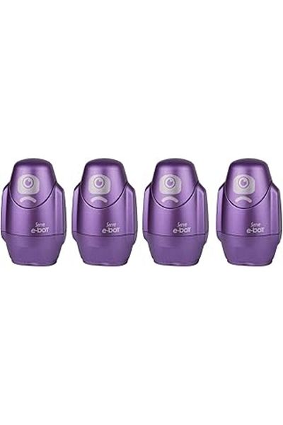 Take and Happy Serve E-Bot Pencil Sharpener with Eraser Metallic Purple Set of 4