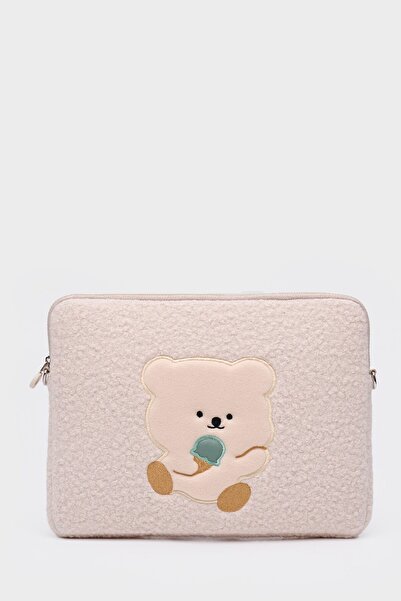 MORCA حافظة كمبيوتر محمول باللون البيج تيدي بير تناسب مقاس 13 بوصة و14 بوصة