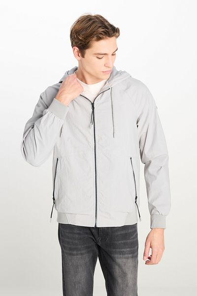 Lee Regular Fit Regular Cut Hooded Gray Raincoat Jacket