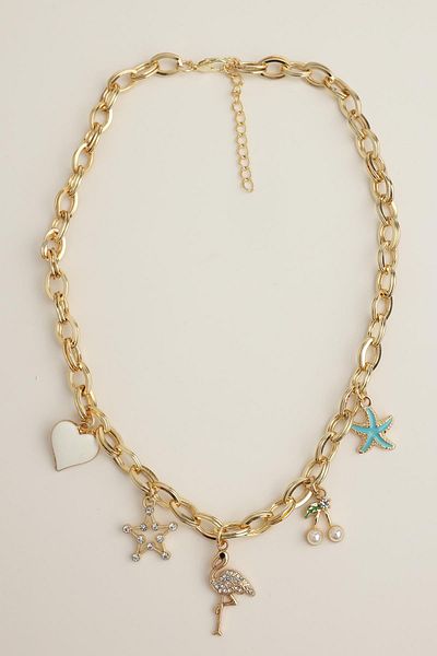 Modex Heart Star D. Star Cherry Figured Chain Necklace (40+5cm)