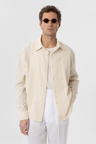Antioch Stone Textured Jacquard Cotton Men's Shirt