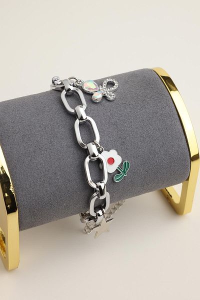 Modex Flower Butterfly Bee Figured Chain Bracelet (17+5cm)