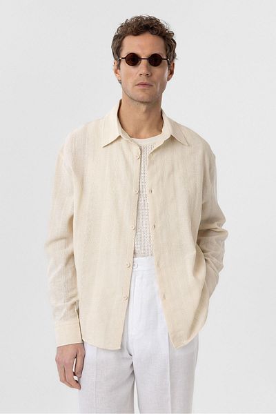 Antioch Stone Textured Jacquard Cotton Men's Shirt