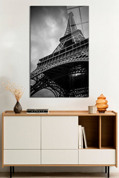 Vitrovelo Fransa Paris Eyfel Kulesi Şehir Manzarası Cam Tablo, Darbelere Dayanıklı Kırılmaz Cam, Hediyelik