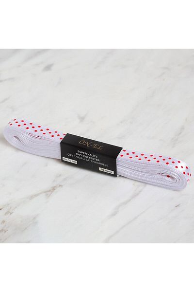 SAVA HOME COLLECTİON Loren Crafts 1cm 10 mt Λευκό Σατέν Πουά Κουρδιστάν
