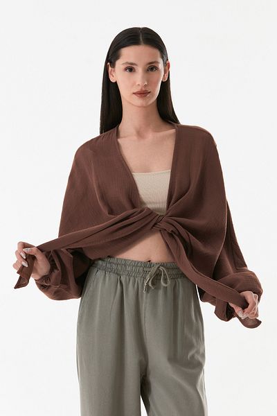 Fulla Moda Basic Front Tie Crop Blouse