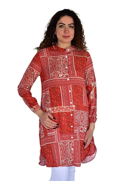 wearon tekstil Жіноча довга блуза з принтом Viscon BGL-ST04295