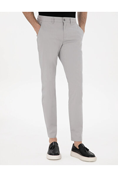 Pierre Cardin PİERRE CARDİN DOKUMA Açık Gri  Slim Fit Kanvas Pantolon
