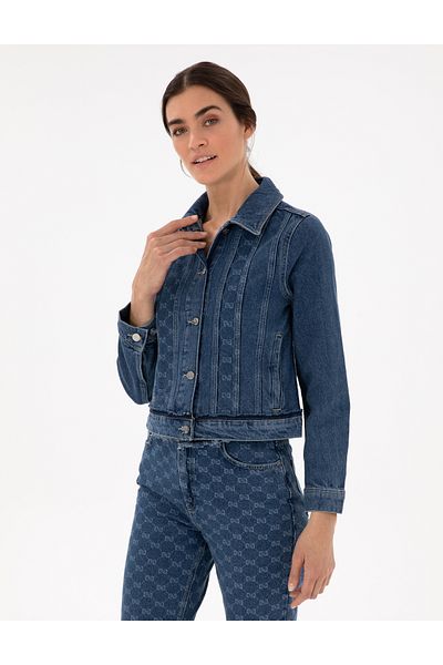 Pierre Cardin Dark Blue Crop Top Jean Jacket 50306747 -Vr032
