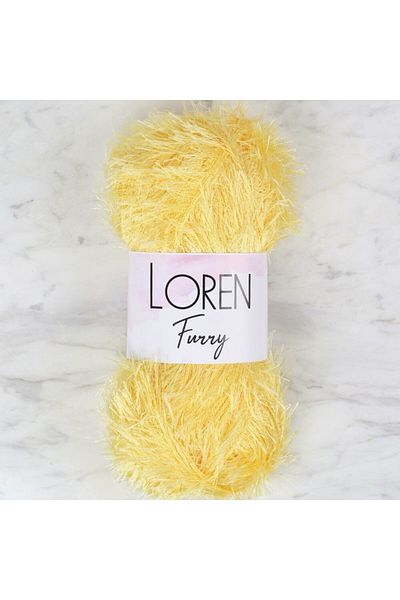 SAVA HOME COLLECTİON Loren Furry Yellow Hand Knitted Yarn - RF048 - 34059