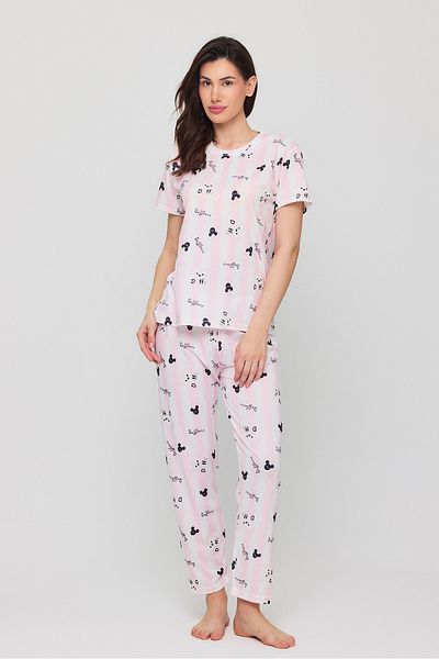 MEBA Women's Patterned Short Sleeve Summer Cotton Pajama Set