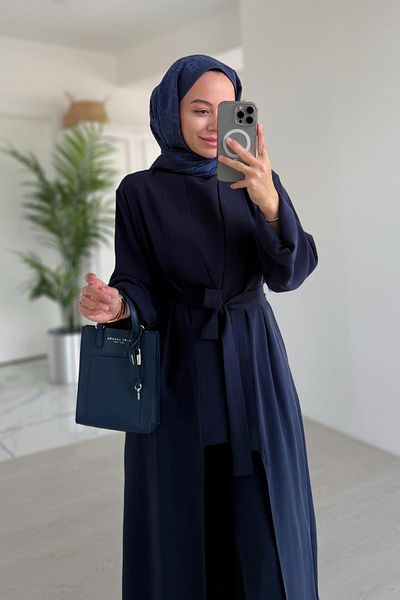 Ka Hijab Navy Blue Triple Suit