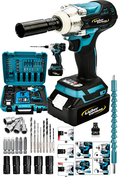 Lieber German Teknoloji 650Nm Full Setli Torklu Somun Sökme Sıkma 2x Akülü Vi...