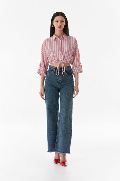 Fulla Moda Cămașă crop cu dungi în față