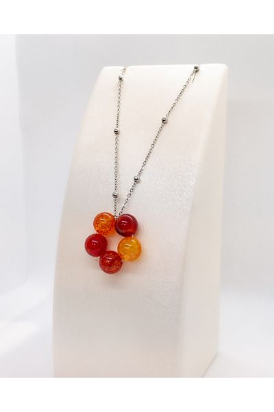 Luna Agate Natural Stone Steel Necklace