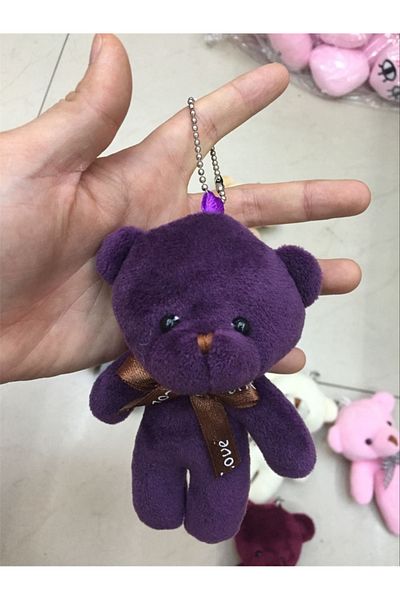 Choice 11cm-30cm Purple 10pcs/pack 12cm Mini Bow Tie Teddy Bear Pendant Plush Toy Colorful Teddy Plush Keyc