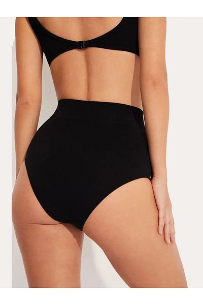MİSTİRİK Mabet Model High Waist - Recovery and Slimming Black Knitted Panties Corset