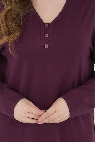 Fresh&Moda Women's V-Neck Lycra Large Size Middle Age Mother Combed Cotton Blouse