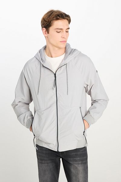 Lee Regular Fit Regular Cut Hooded Gray Raincoat Jacket