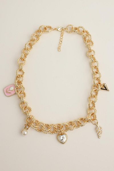 Modex Flower Heart Leaf Figured Chain Necklace (40+5cm)