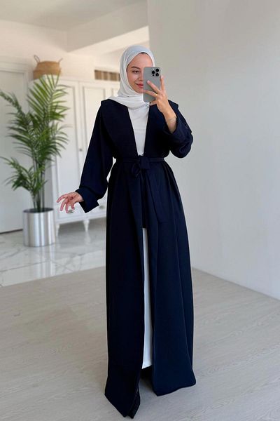 Ka Hijab Μπλε ναυτικό πλάτη λεπτομέρεια Flowy Abaya