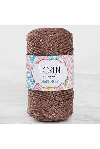 N&M STORE حبل لورين سوفت ستار مكرامية باللون البني الفضي