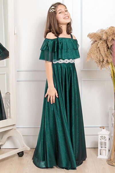 DENİMİNİ Simli Tül Astarlı Çan Etek Abiye Mezuniyet Elbisesi DNM314