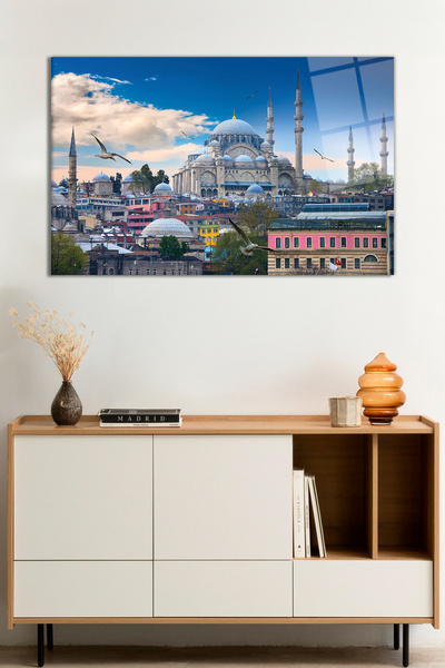 Vitrovelo Istanbul Ortaköy Camii Manzarası Cam Tablo, Darbelere Dayanıklı Kır...