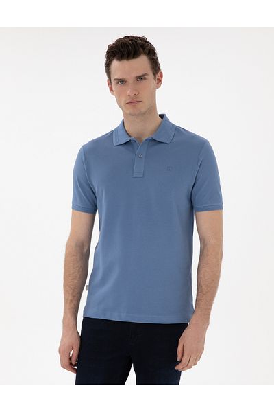 Pierre Cardin Μπλε Slim Fit Μπλουζάκι με γιακά πόλο Basic 50302561-vr036
