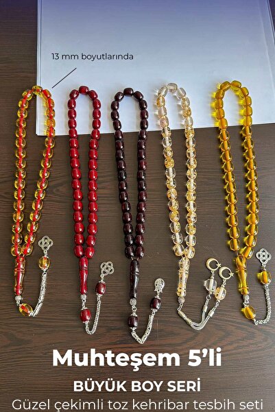 TESBİHKENTİ Set superb de 5 pudră de chihlimbar de dimensiuni mari