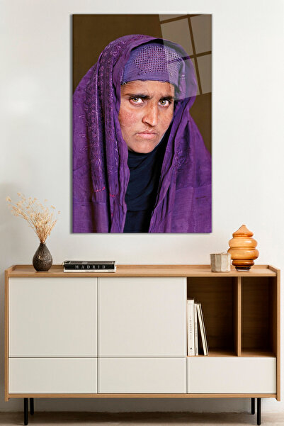 Vitrovelo Afgan Kız Yaşlı Hali Cam Tablo, Darbelere Dayanıklı Kırılmaz Cam, H...