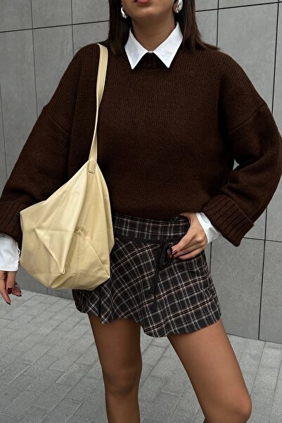 Eka Γυναικείο Πλεκτό Πουλόβερ Καφέ 1014-2217