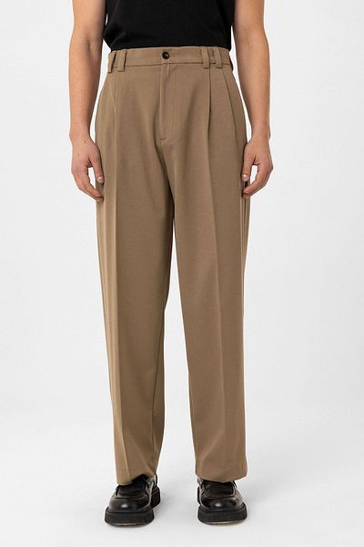 Antioch Camel High Waist Relax Fit Pleated Men's Trousers