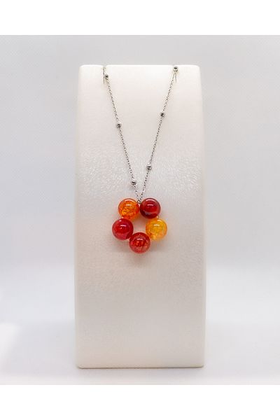 Luna Agate Natural Stone Steel Necklace