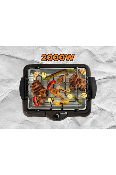 Hausberg Elektrický gril HB523, 2000 W, 50,5 x 36 cm, termostat, černý