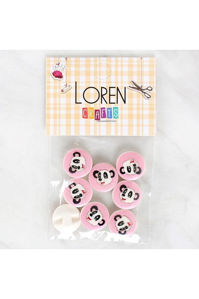 E NATIONAL Loren Crafts 8-Piece Panda Button