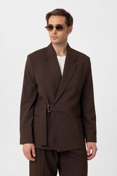 Antioch Brown Belted Relax Fit Men's Blazer Jacket