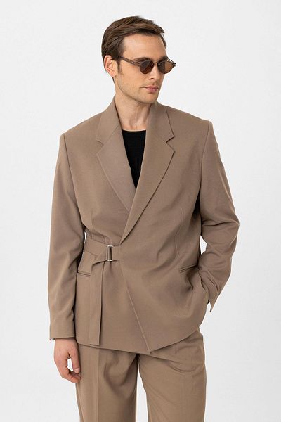 Antioch Mink Belted Relax Fit Men's Blazer Jacket
