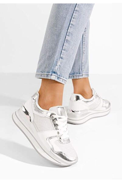 B T Shoes Ασημένια Σνίκερς Πλατφόρμας Daisie