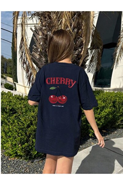 MORNİNG KİDS Tricou din bumbac pieptănat cu imprimeu cireș, albastru bleumari...