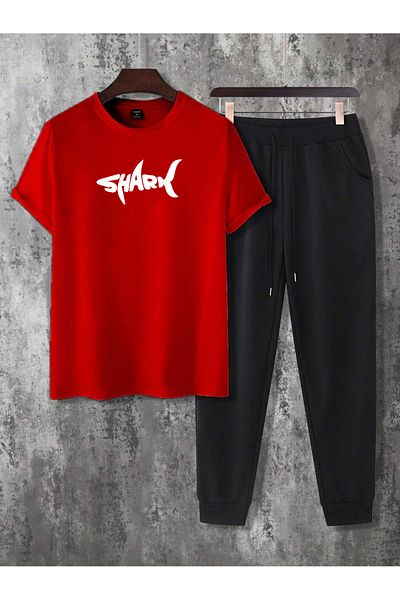 uyguntarz Unisex 2-Piece Shark Printed Tracksuit Set
