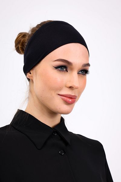 Loggia Bandana Black Seamless Hijab Bonnet - Sports Hair Band