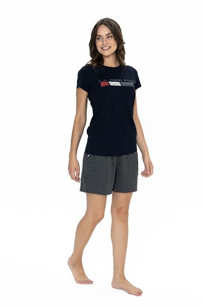 U.S. Polo Assn. U.S. Polo Assn. 20004 Set de pijamale pentru femei cu mânecă scurtă și decolteu cu pantaloni scurți - bleumarin