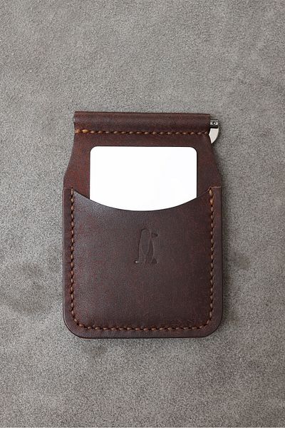 FocusDeri Brown Leather Wallet with Handmade Money Clip