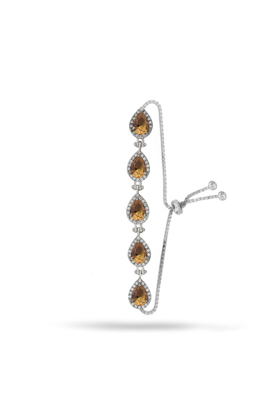 Silveranka 925 Ayar Gümüş Damla Taşlı Asansörlü Bileklik