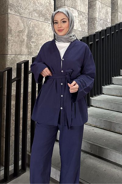 Ovn. Σετ Κιμονό με Κουμπιά - Navy Blue